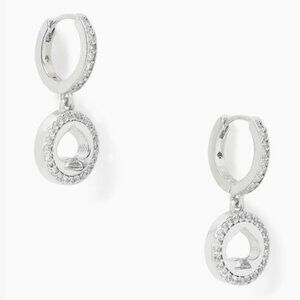 Kate Spade New York Spot The Spade Pave Huggies Dangle Earrings Silver tone